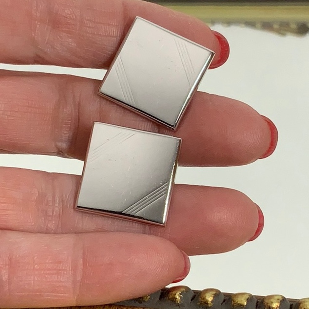 Vintage SWANK Cuff Links - Silver Tone